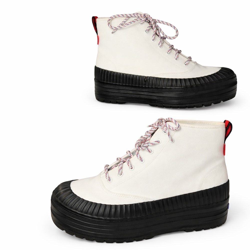 Keds Platform Mid Lug Weatherized High Top Sneakers White Black Size 8